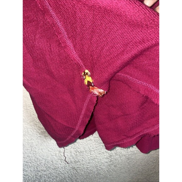 Free People Thermal Henley waffle Aztec Shirt L Pink Western boho hippie - Picture 8 of 10